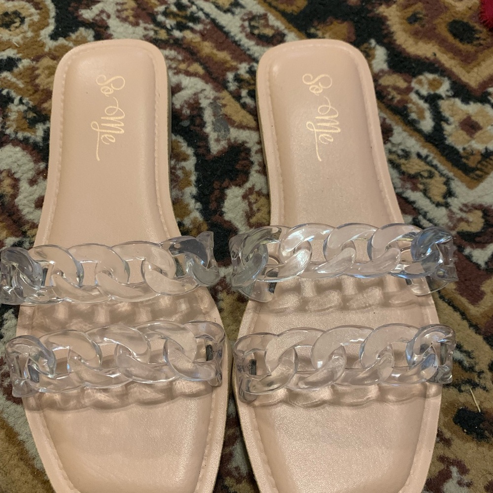 So Me Women's Clear Chain Slide Sandals